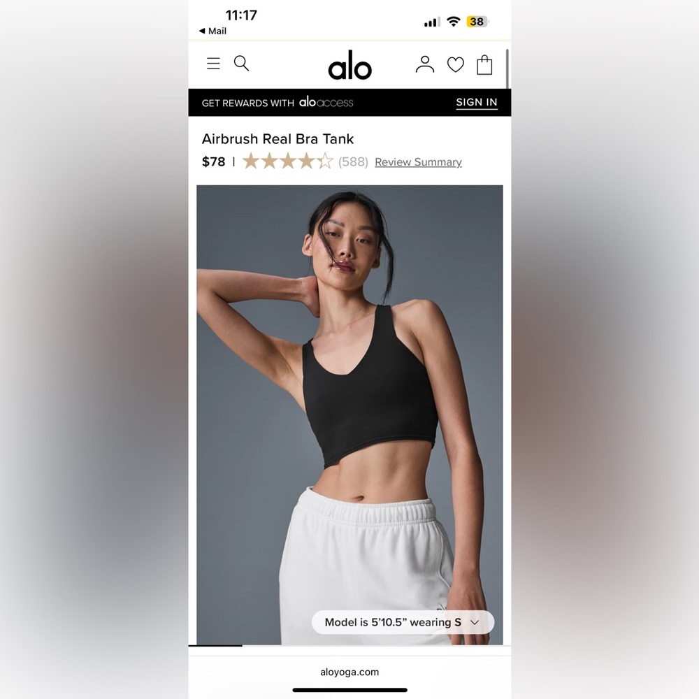 ALO Yoga Airbrush Bra Tank - Black